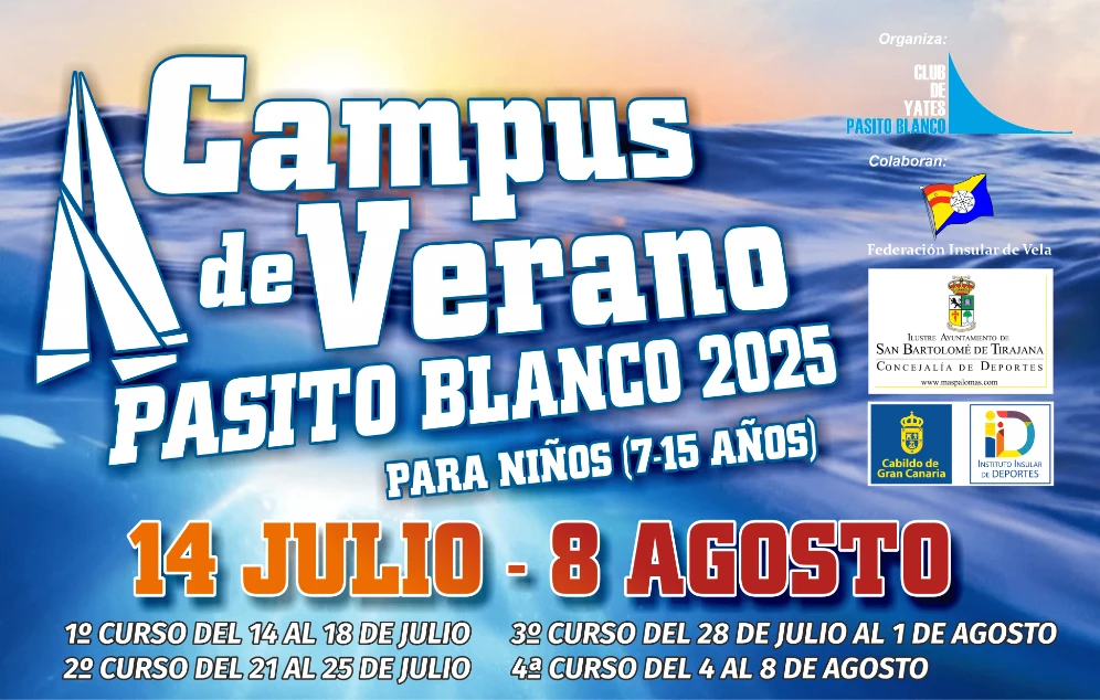 Vela, kayak o padle surf para niños: Abierta la inscripción a los Campus de Verano Pasito Blanco 2025